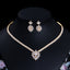 Elegant Bridal Jewelry Set: 18K Gold Plated Copper with Zirconia Gemstones - Necklace and Earrings