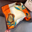 Women's Color Block Cat Print Polyester Silk Square Scarf 70cm