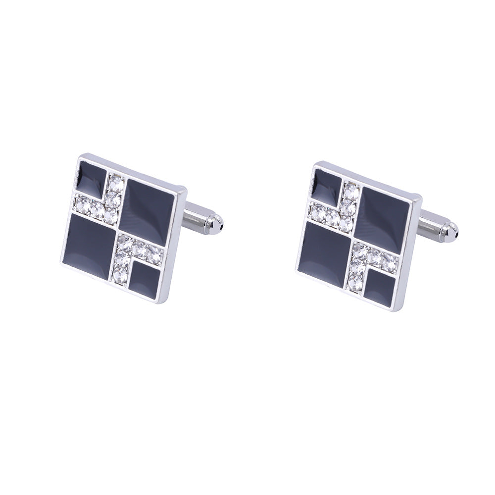 Titanium Steel Diamond Flower Cufflinks for Men