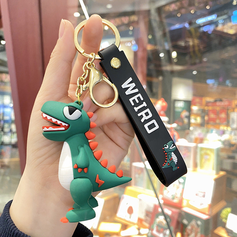 Geometric PVC Metal Dinosaur Keychain Bag Pendant