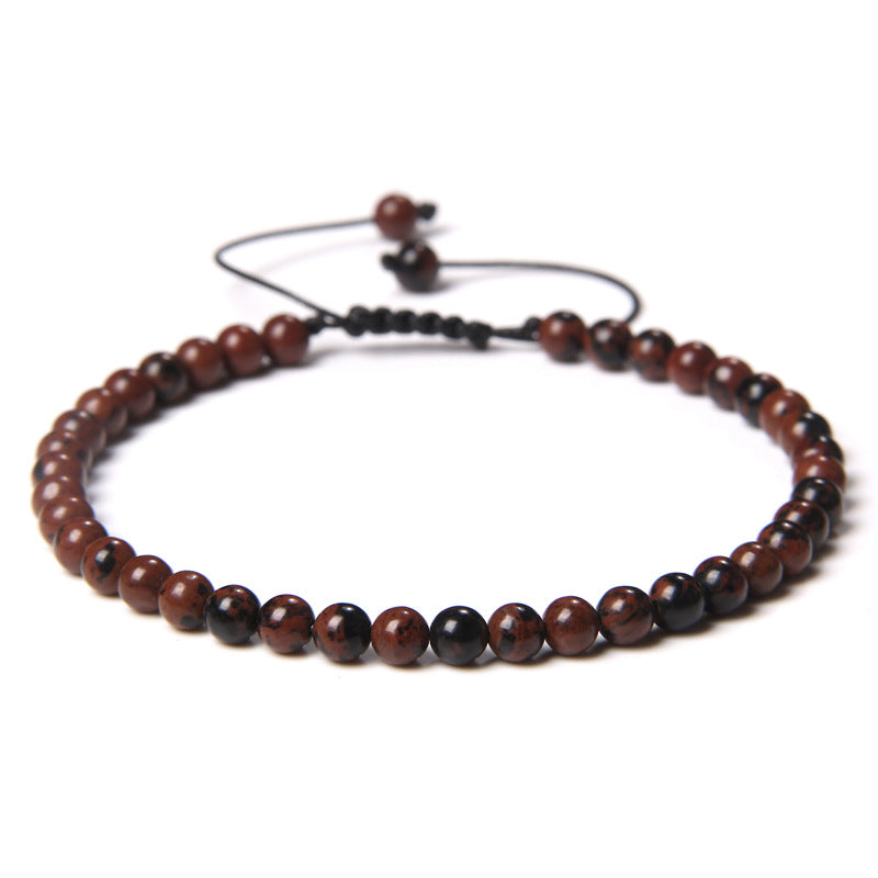 Natural Stone Beaded Bracelet with 4mm Agate Gemstone Beads