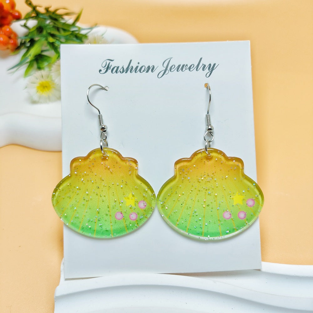 1 Pair Acrylic Shell Ghost Print Drop Earrings