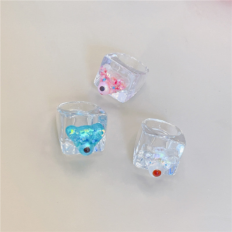 Geometric Acrylic Resin Multicolor Women's Rings