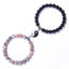 Chinoiserie Natural Stone Beaded Bracelets Set - 8mm Black Matte & Pink Crystal Yin Yang Design