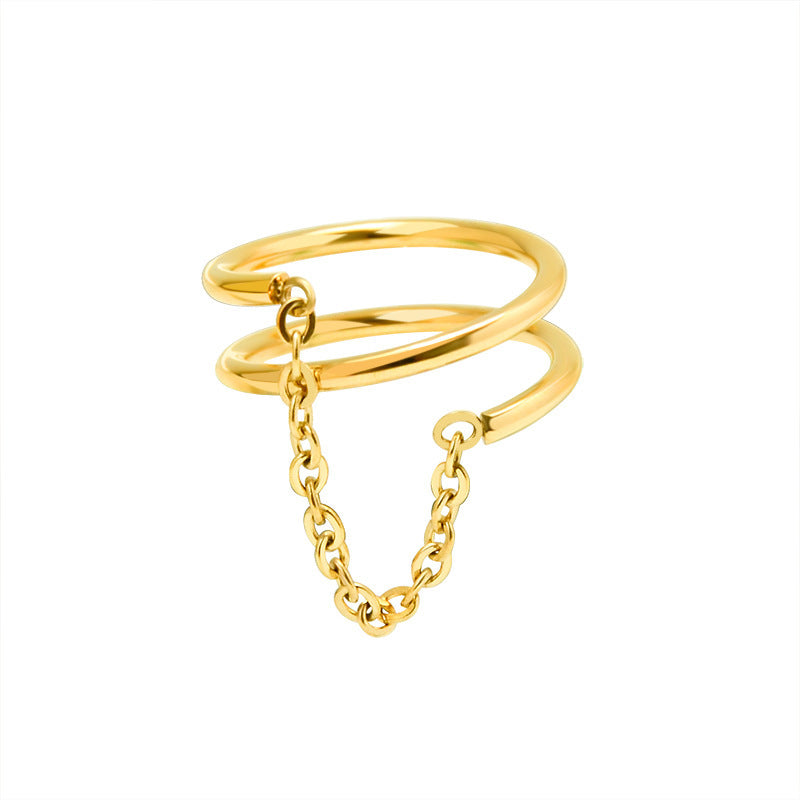 Retro Minimalist Double Layer Titanium Steel Ring - 18K Gold Plated, Non-Fading