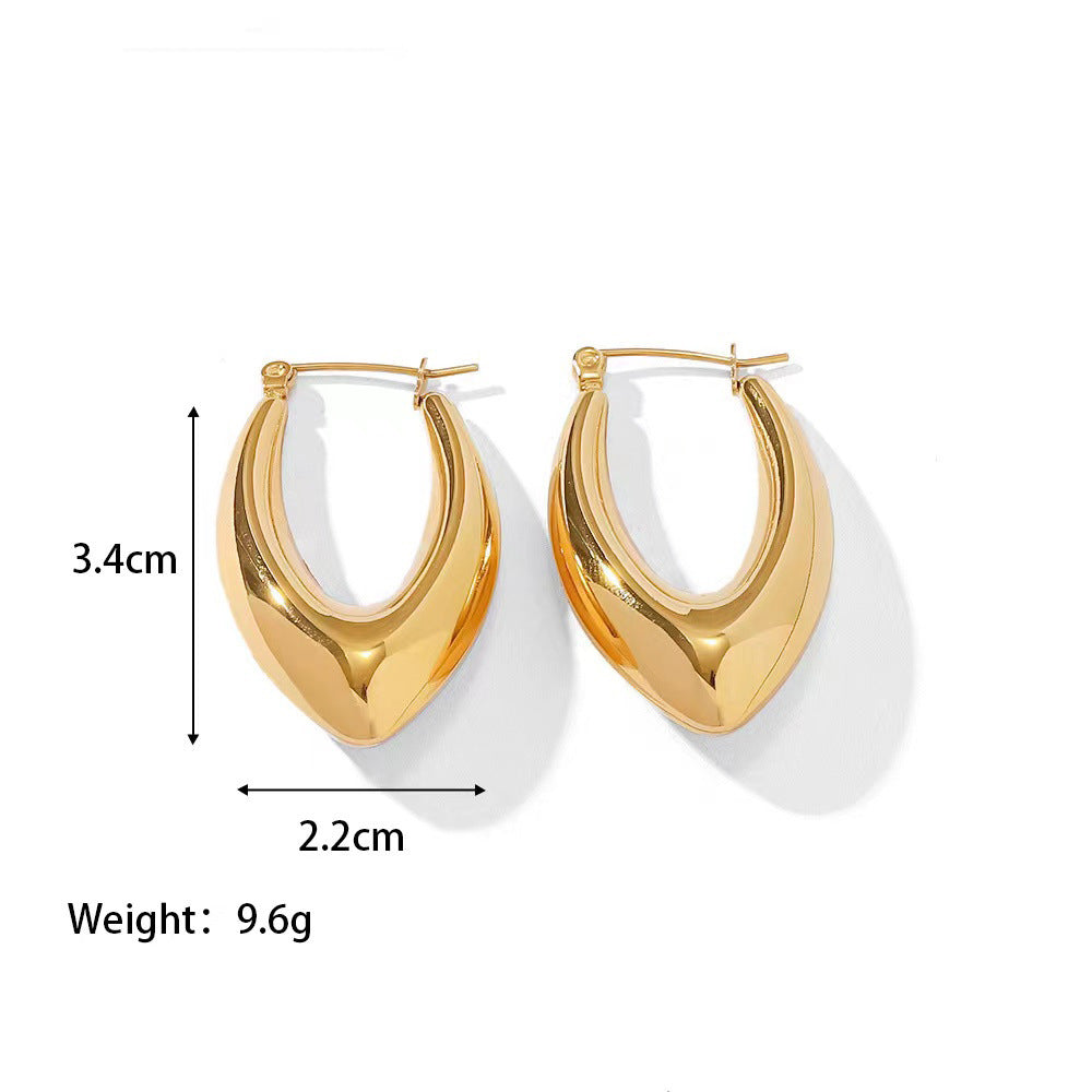 1 Pair Geometric Hollow 18K Gold Plated Stainless Steel Earrings