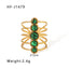 Basic Vintage Style Round Stainless Steel Plating Inlay Natural Stone 18K Gold Plated Open Rings