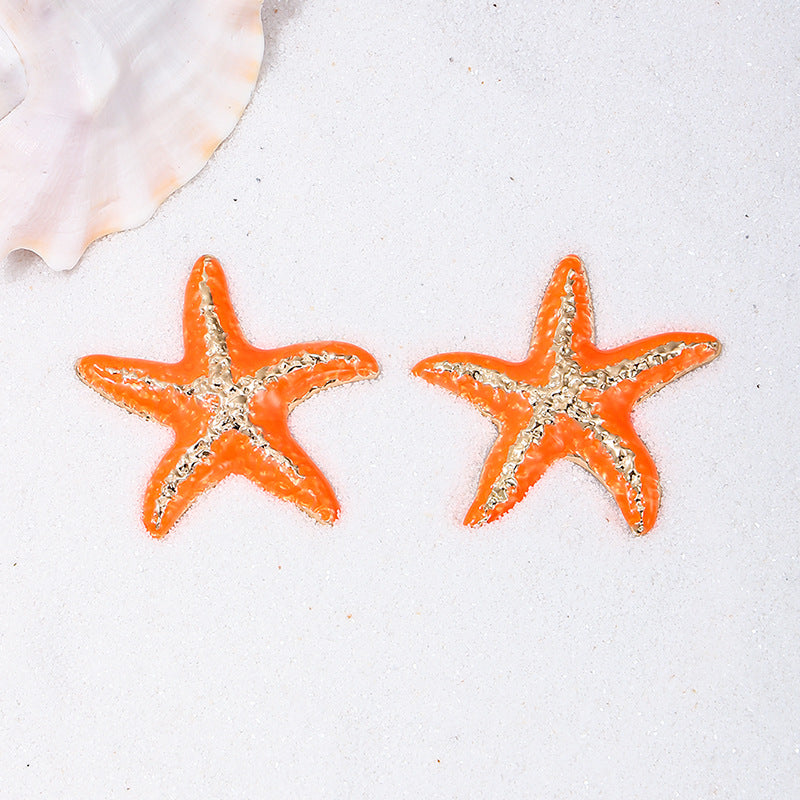 Simple Starfish Alloy Stud Earrings for Women