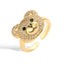 Streetwear Cute Bear Zircon 18K Gold Plated Adjustable Ring