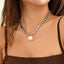 Artificial Pearl Pendant Necklace with Rhinestone Accents and Metal Chain