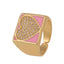 Ethnic Pentagram Heart Smiley Face Zircon Gold Plated Adjustable Open Ring