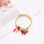 Women's Gold Stainless Steel Crystal Cuff Bracelet with Butterfly Tassel Charm