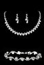 Fashion Geometric Copper Inlay Pearl Zircon Jewelry Set - Silver Bridal Accessories with Earrings and Necklace