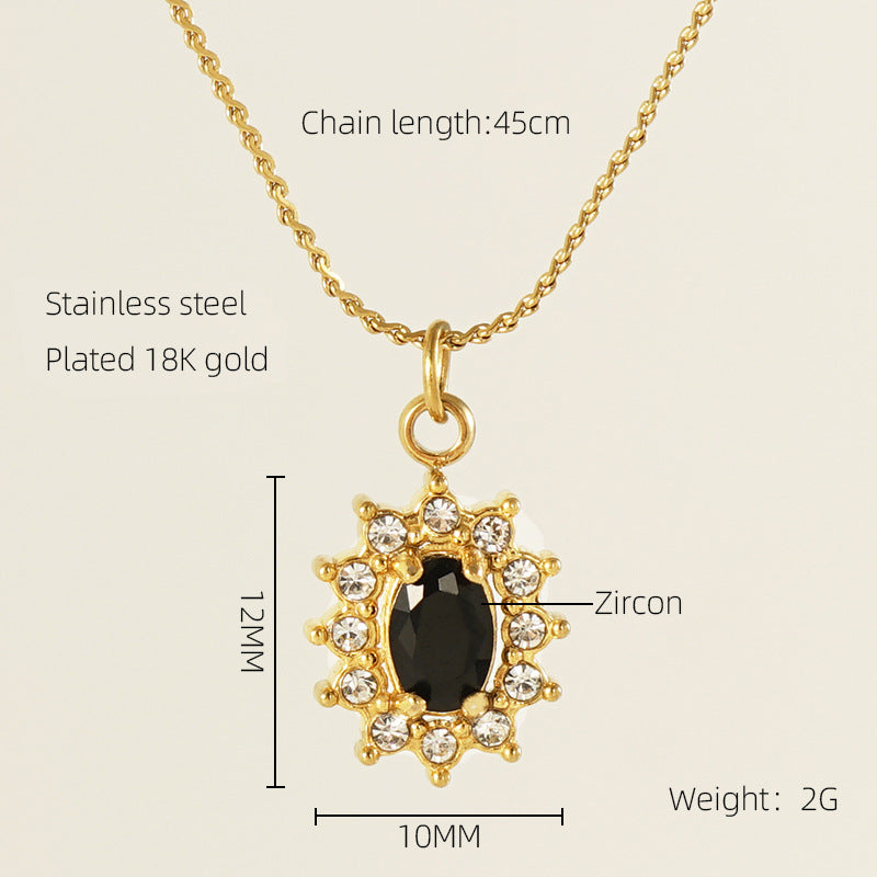 Glam Shiny Heart Shape Zircon Inlay 18K Gold Plated Stainless Steel Layered Pendant Necklace