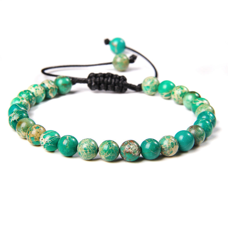 Ethnic Natural Stone Agate Beaded Adjustable Yoga Bracelet