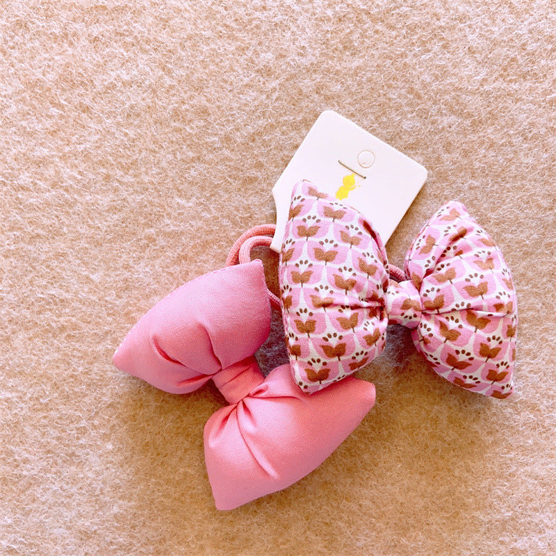 Kids' Floral Bow Knot Hair Tie Set - Cotton Headbands for Girls