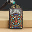 Ethnic Square Alloy Wood Pendant Necklace with Nepalese Thangka Design