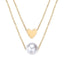 Sweet Heart Pearl Stainless Steel Layered Necklace for Women