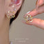 1 Pair Elegant Water Droplet Heart Flower Earrings with Artificial Pearls and Rhinestones