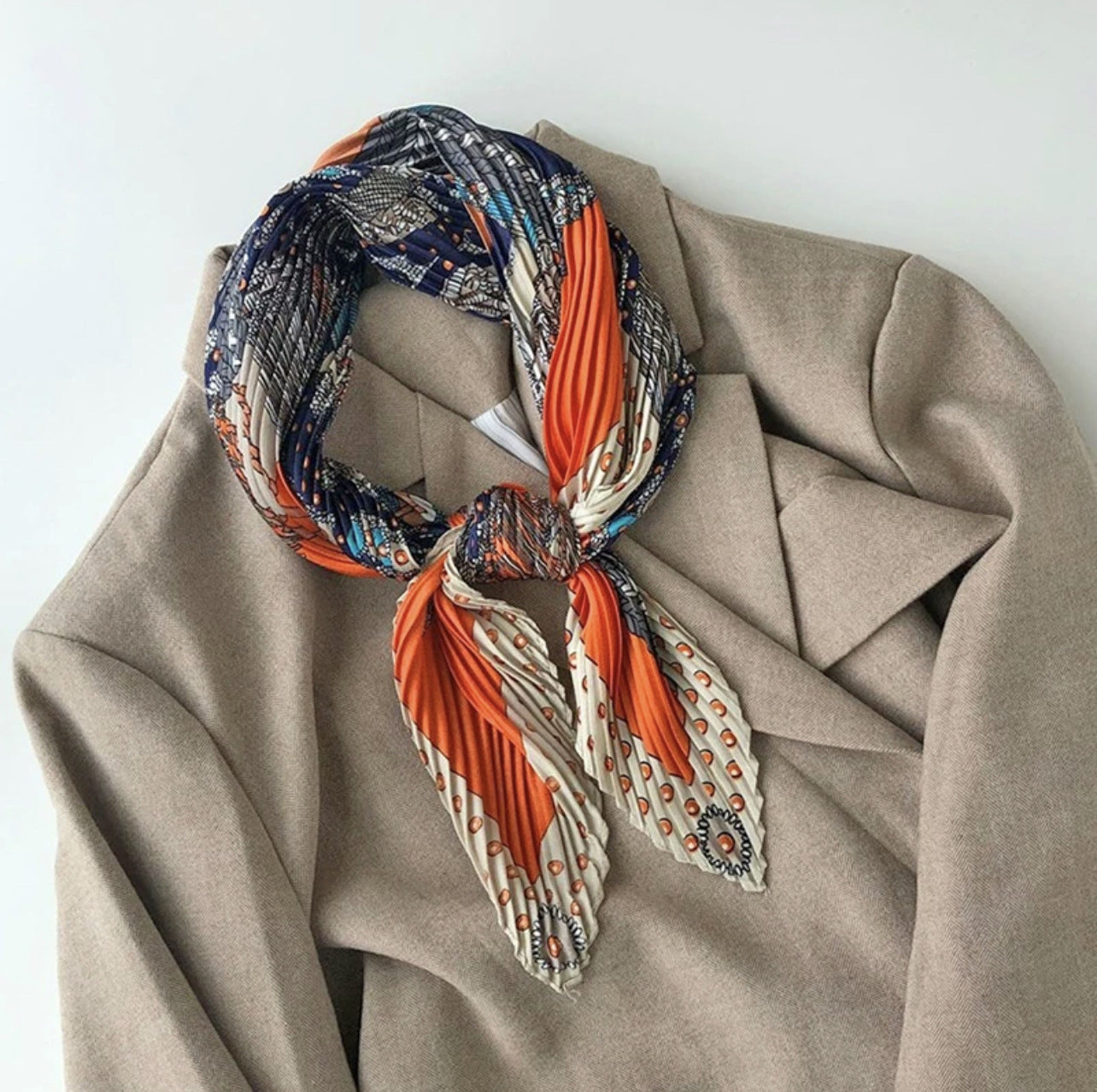 Women's Elegant Satin Silk Scarf with Geometric Print