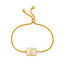 Elegant Stainless Steel English Letter Shell Bracelet - Adjustable Gold Square Design for Women