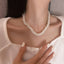 Elegant Women's Pearl Flower Choker Necklace