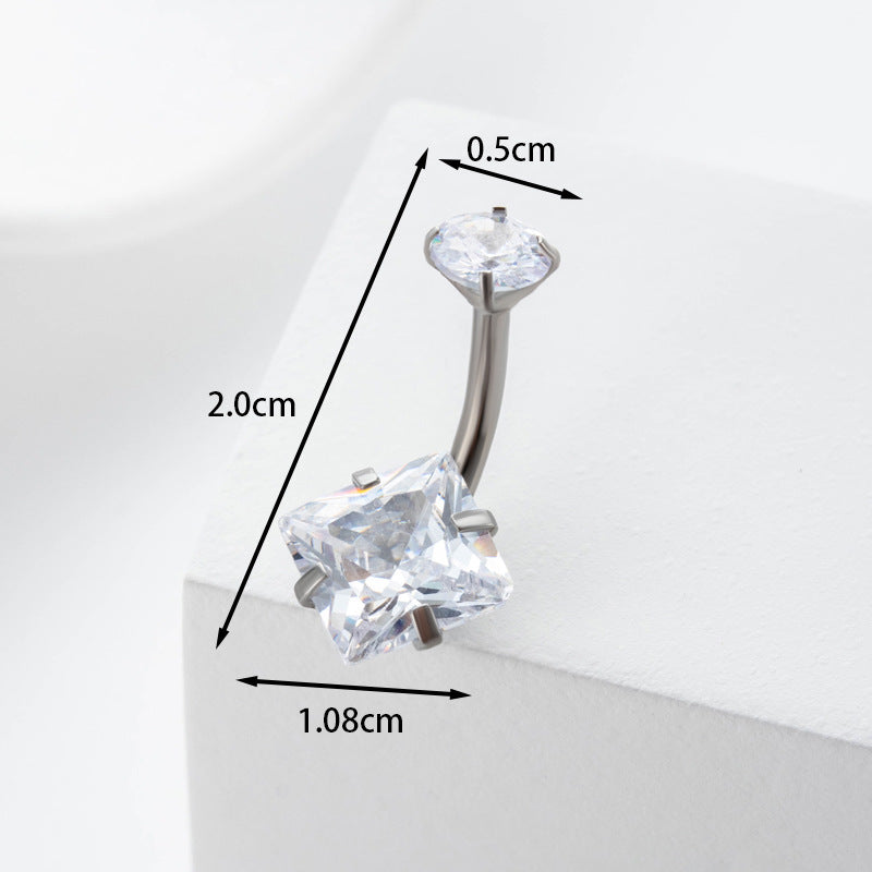 Fashion Star 316L Stainless Steel Zircon Gemstone Navel Ring