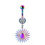 Colorful Floral & Animal Stainless Steel Belly Ring Set with Rhinestones