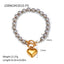 18K Gold Plated Heart Shape Bracelet and Retro Classic Love Necklace Set