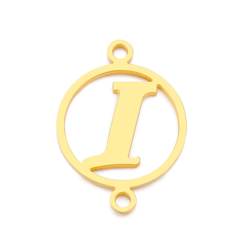 "Stainless Steel Geometric Double Circle Hollow Letter Pendant Necklace"