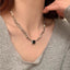 Sweet Star Baroque Pearl Black Zirconia Layered Pendant Necklace for Women