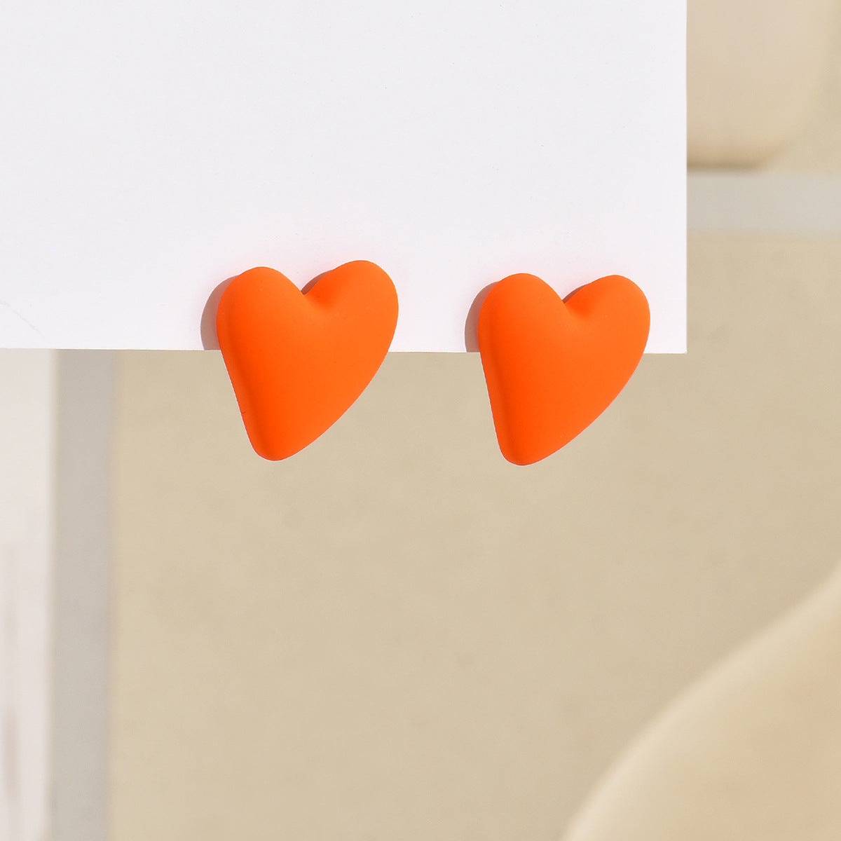 1 Pair Heart Shape Acrylic Stud Earrings - Valentine's Day Collection