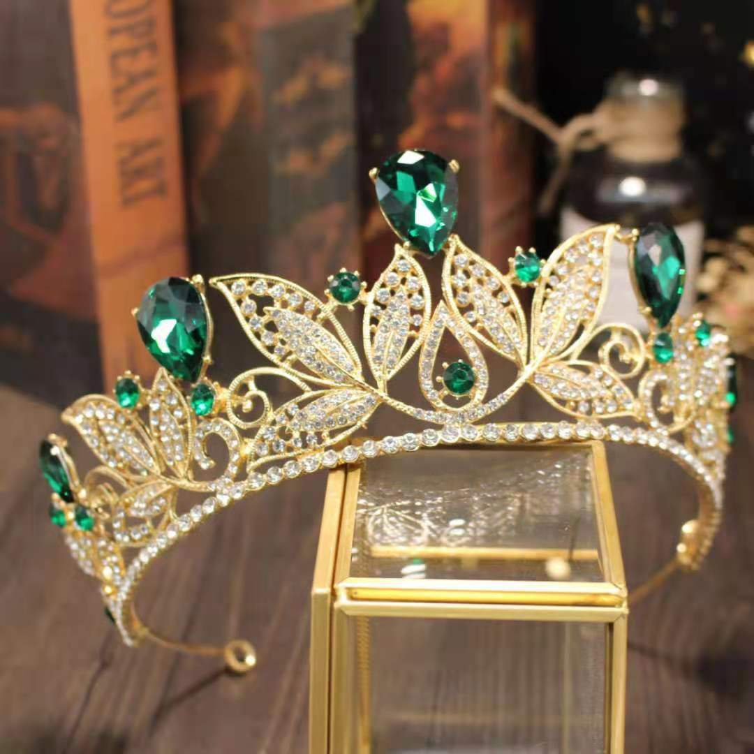 Elegant Baroque Leaf Rhinestone Crown for Brides and Banquet Accessories