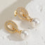 1 Pair Elegant Deer Inlay Pearl Zircon 14k Gold Plated Stud Earrings