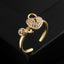 Fashion Minimalist Heart Shape Gold Plated Copper Ring with Zircon