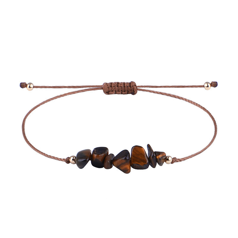 Bohemian Irregular Stone Rope Bracelet with Tiger Eye and Amethyst