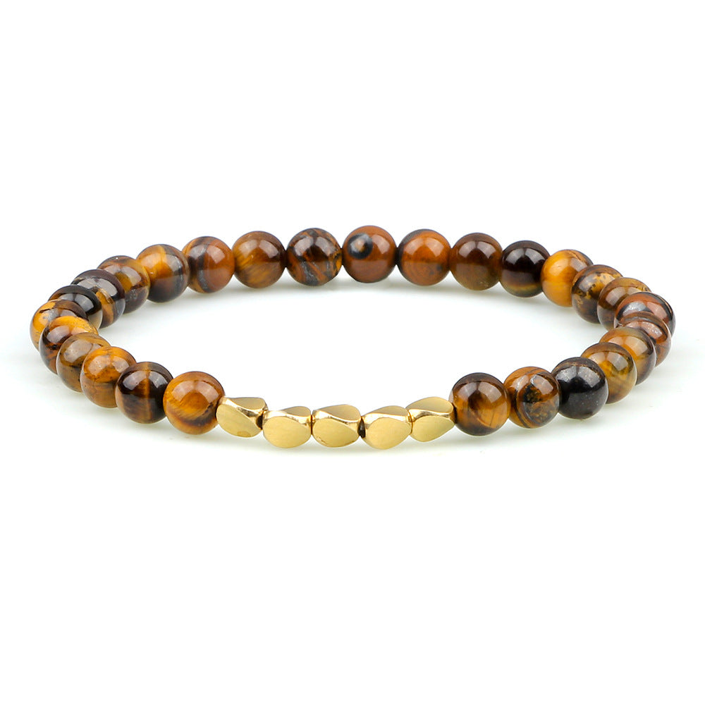 Classic Round Color Block Stone Copper Beaded Bracelet