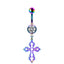 Colorful Floral & Animal Stainless Steel Belly Ring Set with Rhinestones