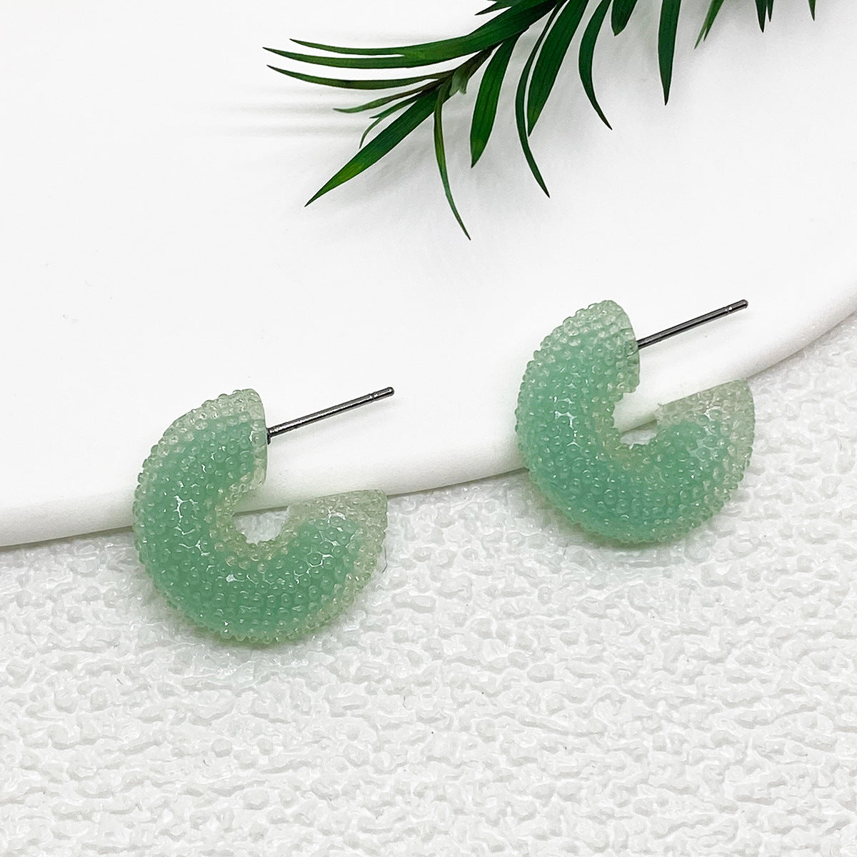 1 Pair Cute C Shape Acrylic Candy Color Earrings