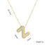 Korean Style Gold Plated Zircon Letter Pendant Necklace