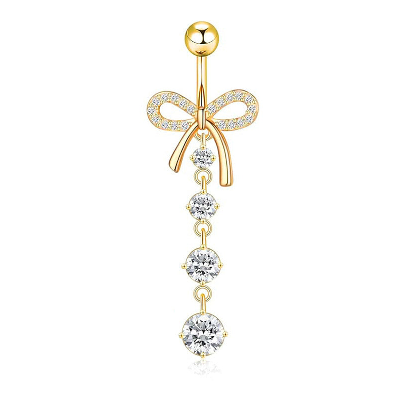 1 Piece Heart & Butterfly Zircon Inlay Stainless Steel Belly Ring Set