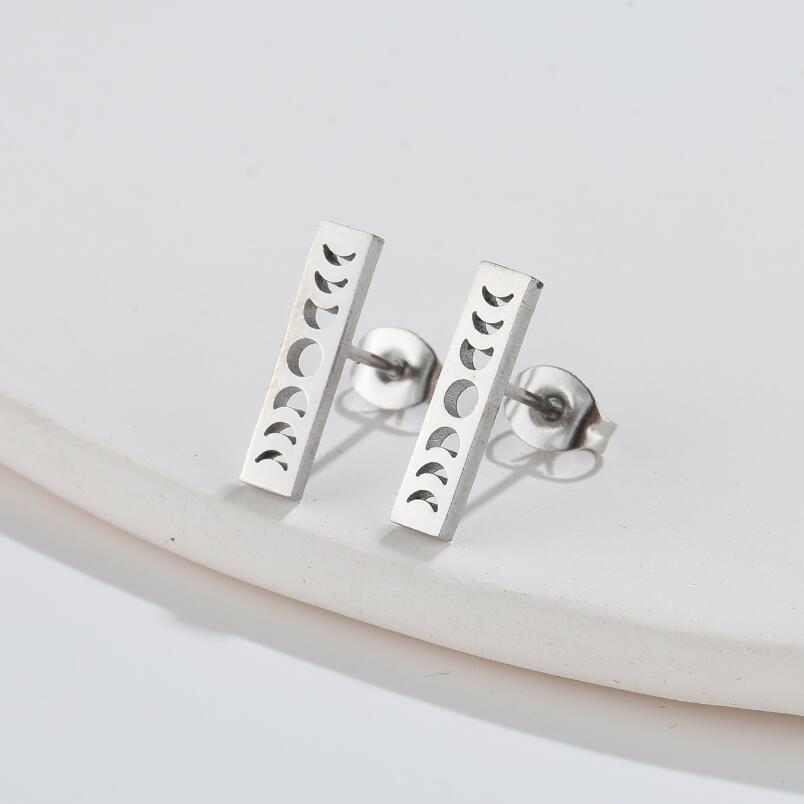 Fashion Sun Moon Titanium Steel Ear Studs Plating No Inlaid Stainless Steel Earrings