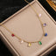 Gold Plated 18k Titanium Steel Rainbow Necklace and Bracelet Set