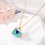 Cute Heart Shape Alloy Plated Pendant Necklace with Colorful Geometric Charm