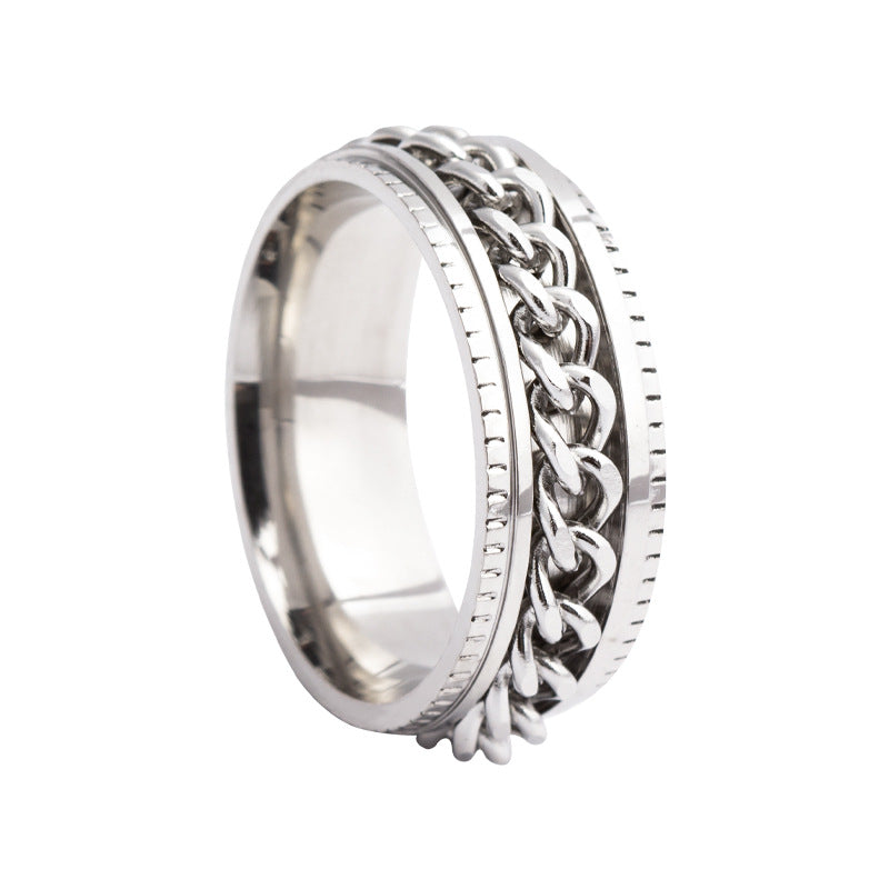 Fashion Chain Rotating Stainless Steel Ring