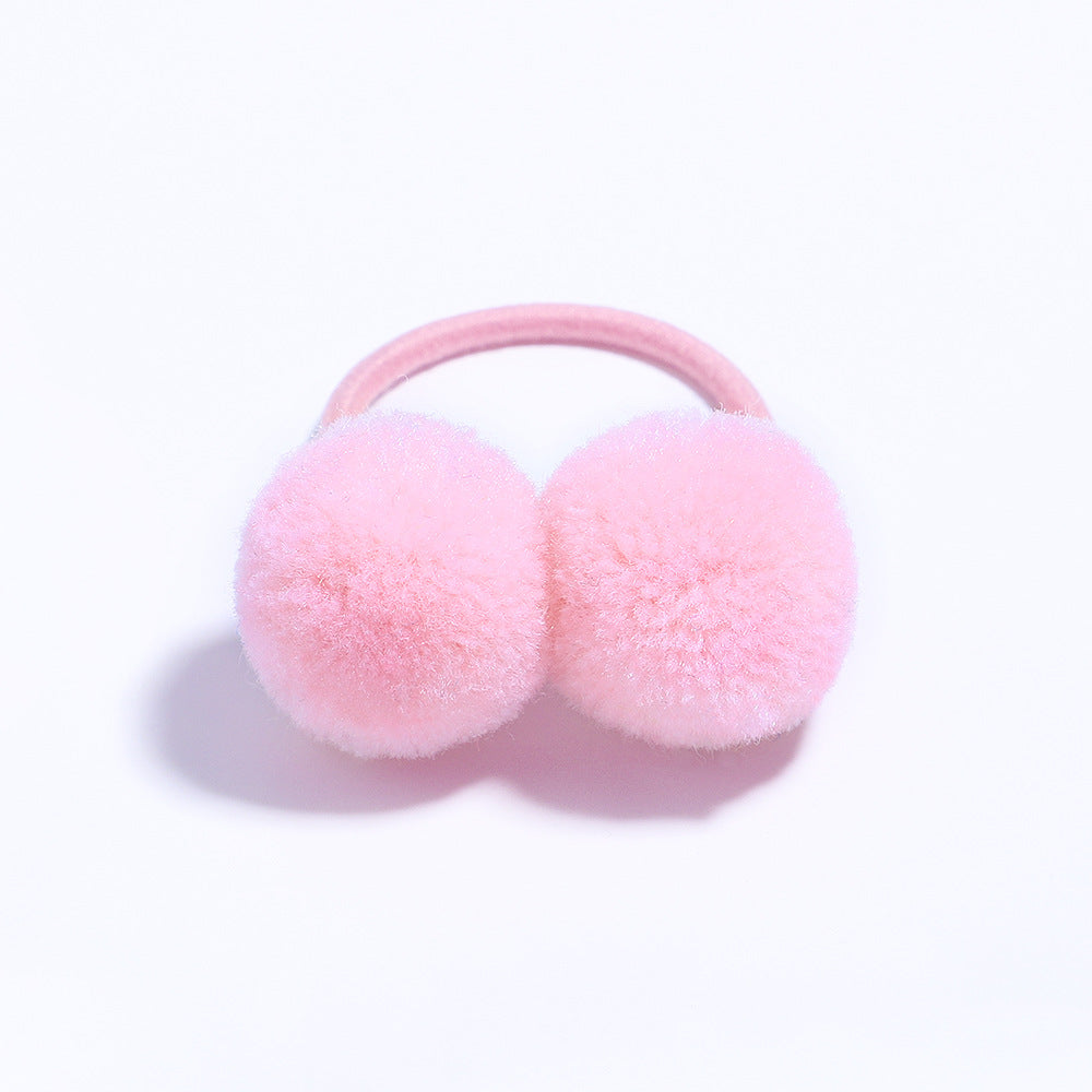 Fashion Simple Hair Ring Rubber Band with Cute Pom Pom for Kids