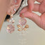 1 Pair Elegant Water Droplet Heart Flower Earrings with Artificial Pearls and Rhinestones