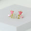 Sweet Korean Style Tulip Flower Pearl Earrings with 925 Silver Needle