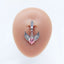 Casual Heart-Shaped Opal and Rhinestone Belly Ring Set in Stainless Steel and White Gold Plating