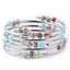 Fashion Flower Turquoise Agate Crystal Layered Wrap Bracelet Set